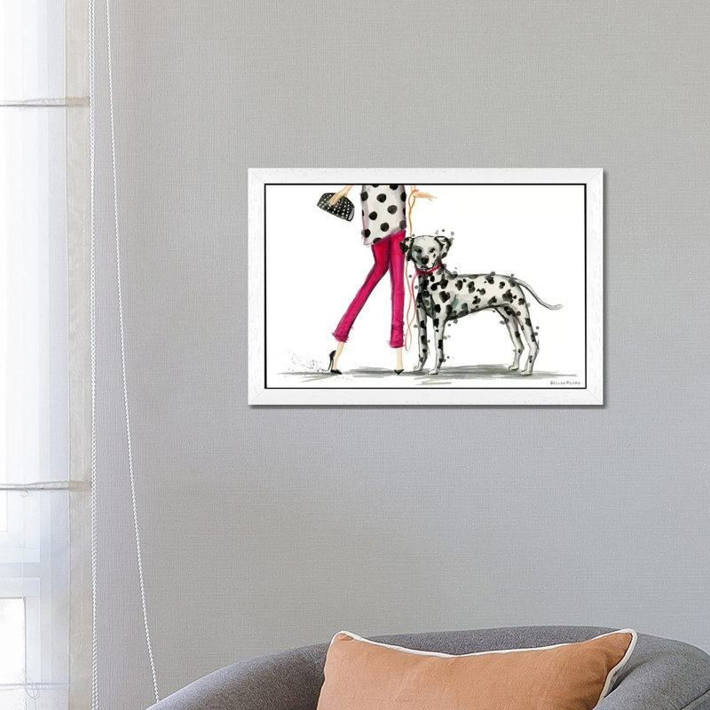 Girls Best Friend, Darla And Her Dalmatian by Bella Pilar - Floater Frame Painting on Canvas, White, 66.04 cm H x 45.72 cm W