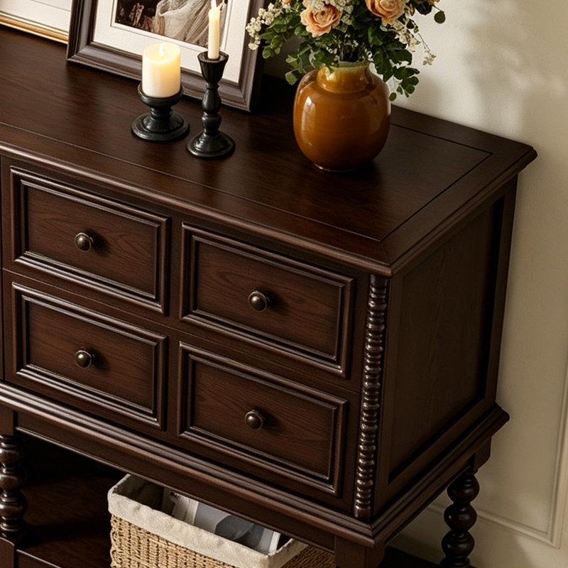 Console américaine de style américain, H 39,4 po x l 70,9 po x P 15,7 po, Marron foncé