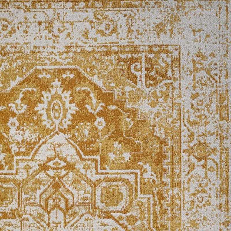 Audrey Bohemian Ornate Medallion Orange/White Rug, Rectangle 7'8" x 10'