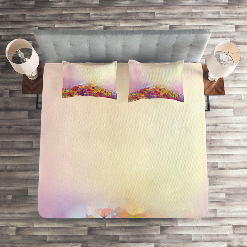 Floral Farmhouse / Country Polyester Coverlet, King Bedspread + 2 Shams
