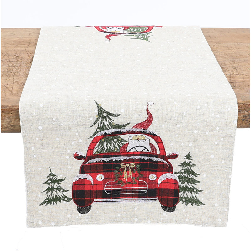 Imler Santa Claus Riding on Car Table Runner, 90" L x 15" W