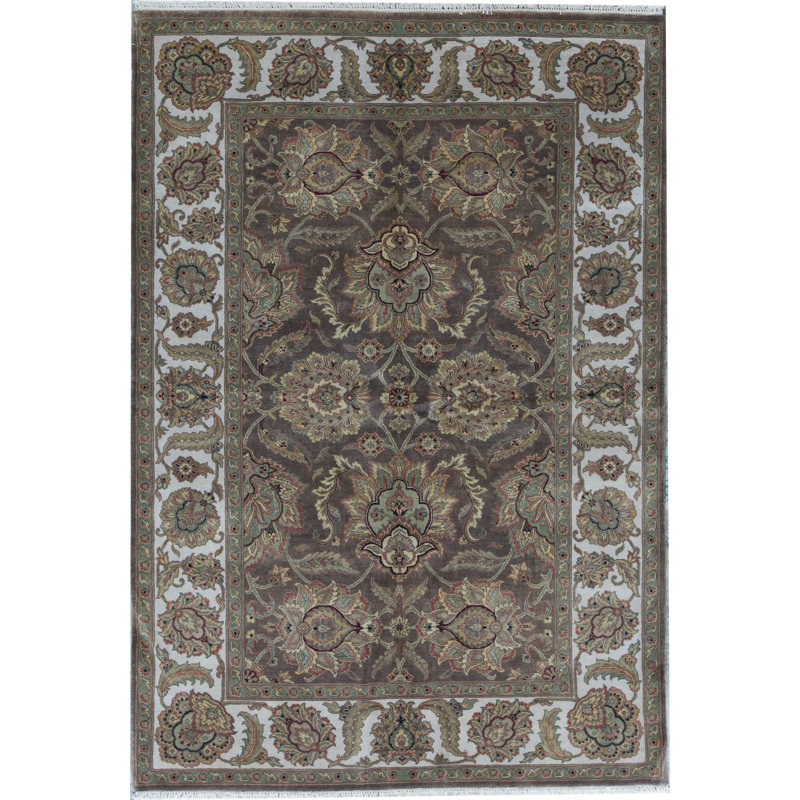 Trinity Wool Oriental Area Rug in Brown/Taupe