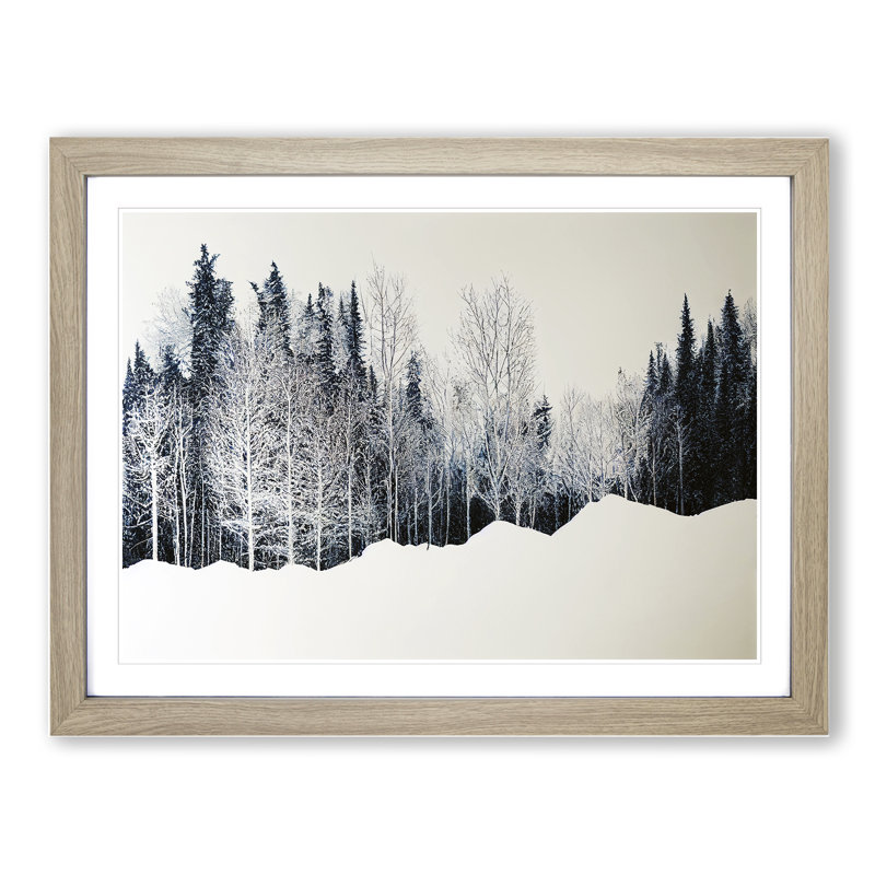 Engaging Winter Forest - Single Picture Frame Print, 46cm H x 64cm W x 2cm D, Oak Framed