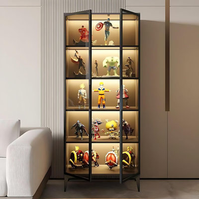 Curio Display Cabinet, 5-Tier Storage Shelves With Acrylic Glass Door, Collectibles Toy Organizers Rack & Display Shelf, Kids Bookshelf And Bookcase For Playroom, Bedroom