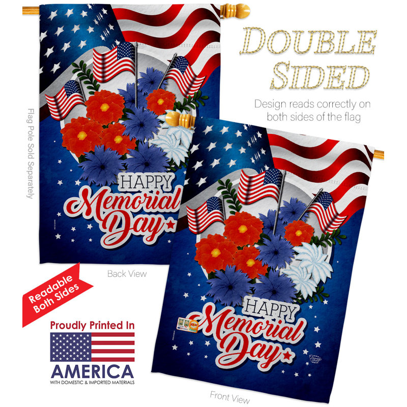 Drapeau de la maison 28 po x 40 po en polyester commémoratif Memorial Day