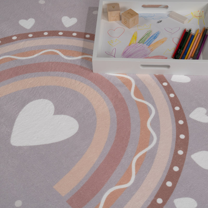 Saer Area Rug, Grey/Brown/Blue, Round 160cm