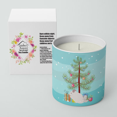 Bougie décorative rose et blanche Chinchilla Merry Christmas 10 oz