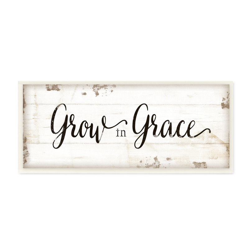 «Grow In Grace Cursive Typographie», reproduction d'art textuel, H 7 po x l 17 po x P 0,5 po, Plaque murale