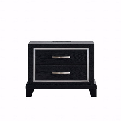 2-Drawer Bedroom Nightstand, With Ac/Usb Outlets