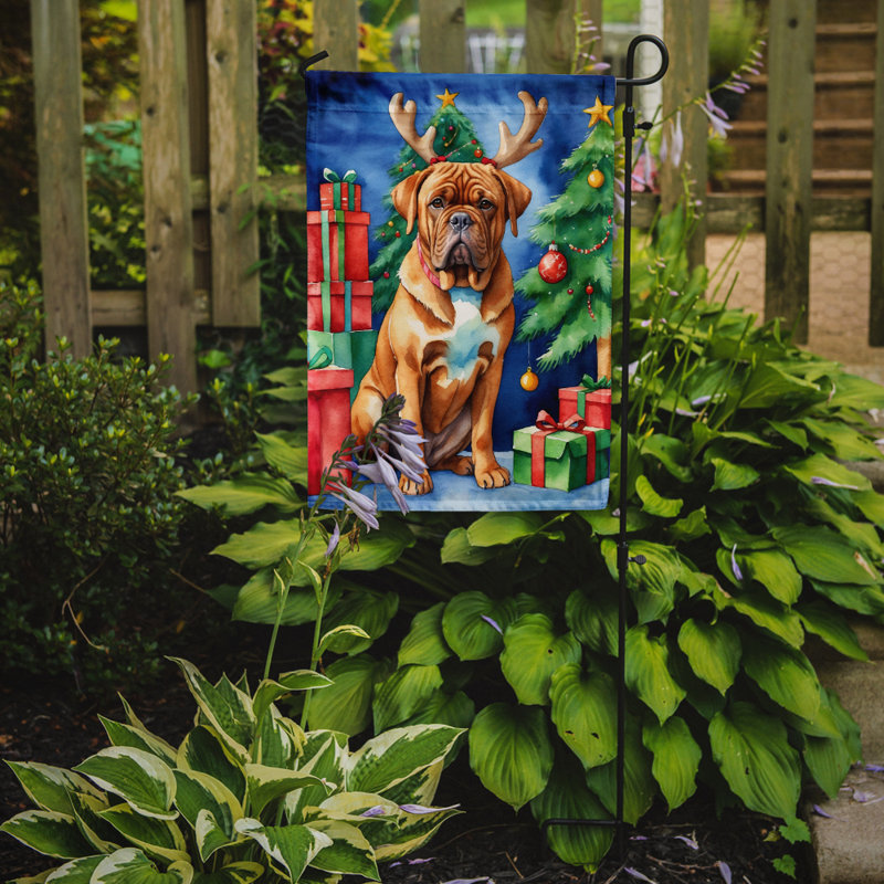 Drapeau de Noël renne de jardin, Dogue de Bordeaux