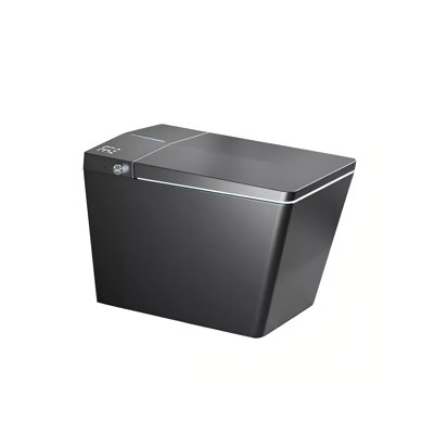 Toilette intelligente carrée 12 po, entièrement automatique, 12 po avec siège extra large, stérilisation UV, couvercle à ouverture automatique avec capteur, chasse d'eau Vortex et bouclier en mousse