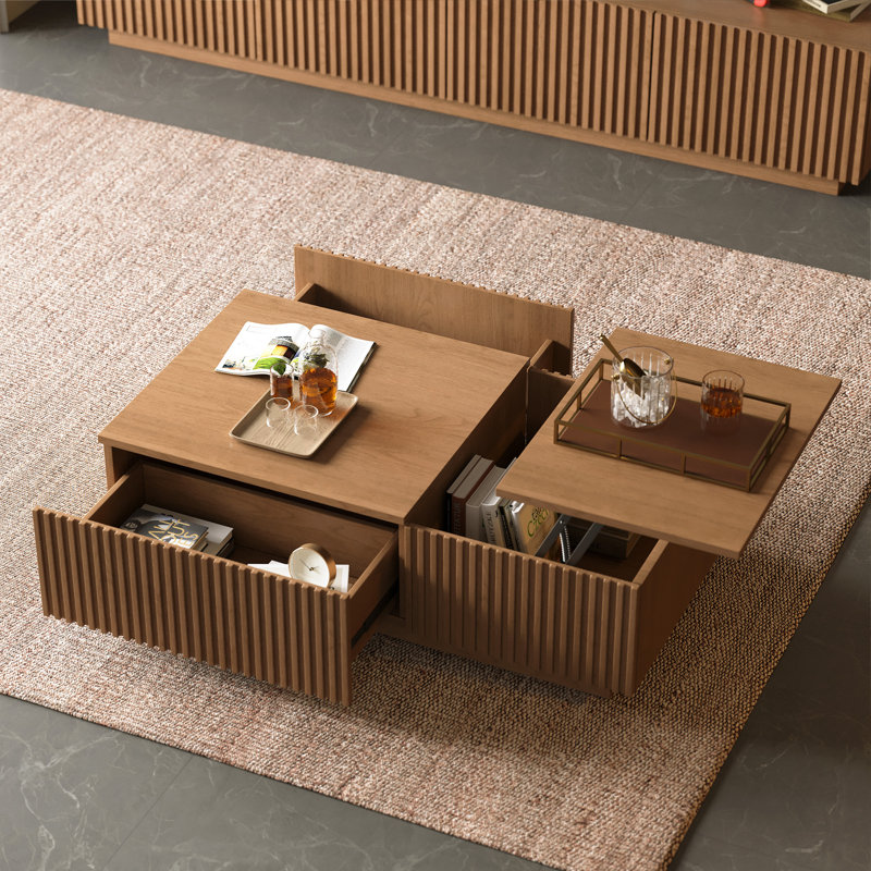 51.1" Lift-top Coffee Table With Storage Drawers