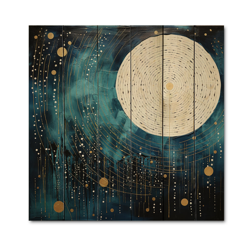 Lune bleue minimalisme IV sur bois, H 35 po x l 35 po x P 0,78 po