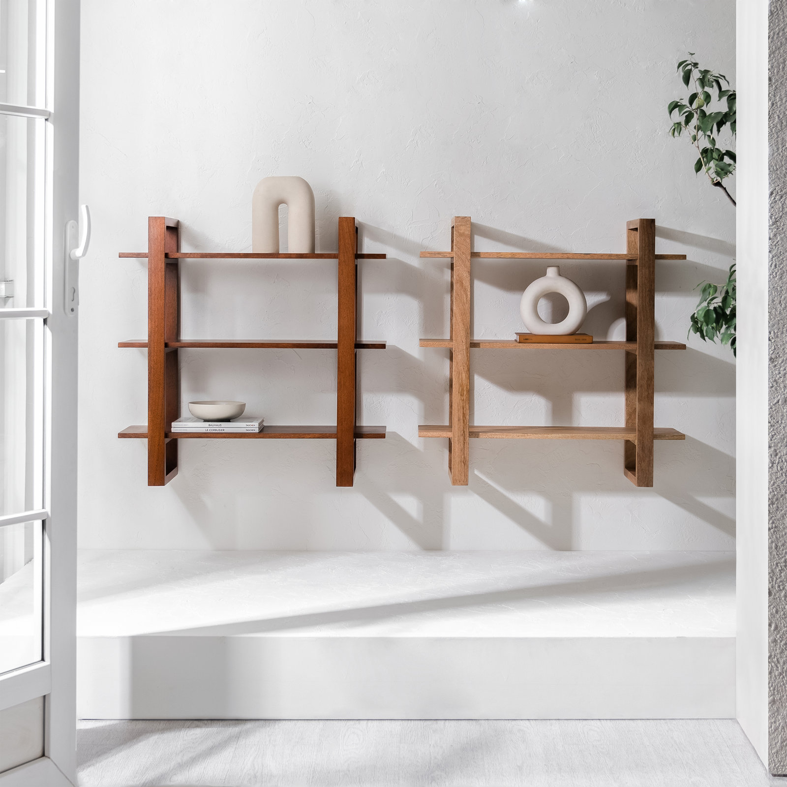Sufjan Solid Wood Tiered Shelf, Natural