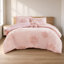 Ensemble d'édredon 4 pièces en chenille capitonnée réversible à motif floral / grand avec coussin décoratif rose, 4 pièces