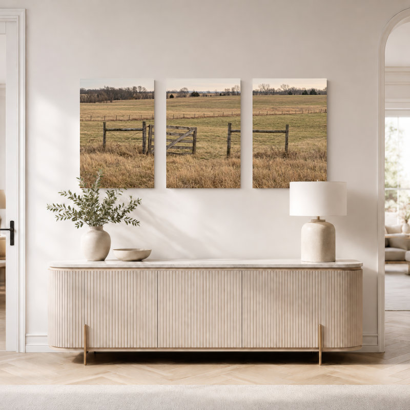 Ensemble de 3 tableaux sur toile représentant des paysages ruraux, parfaits pour décorer un salon, une chambre ou toute autre pièce de la maison.
