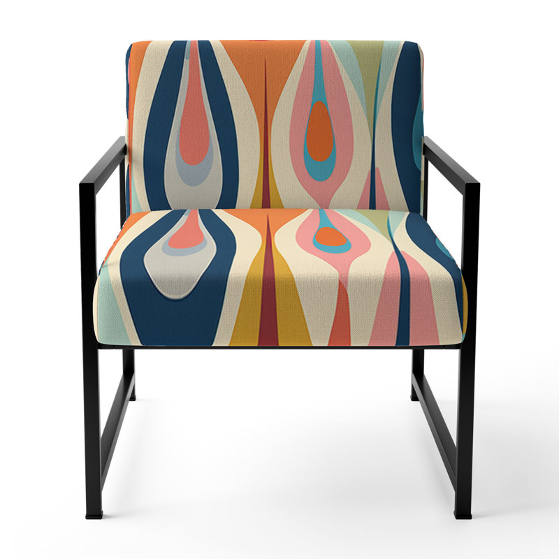 Chaise d'appoint rembourrée Retro Abstract Drops, Noir