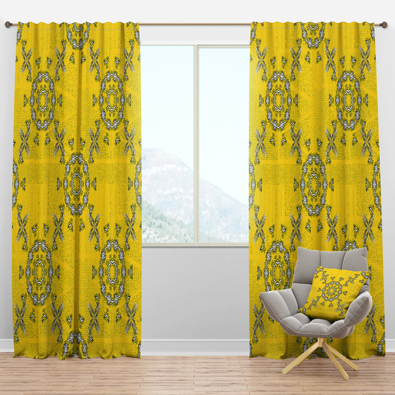 Indian Vintage Mandala Pattern - Abstract Curtain - Velvet Room darkening - 1 panel, 52"W x 108"L
