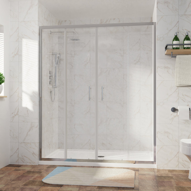 Moerlein Framed Aluminium Double Sliding Shower Door 1700mm W x 1900mm H, Chrome