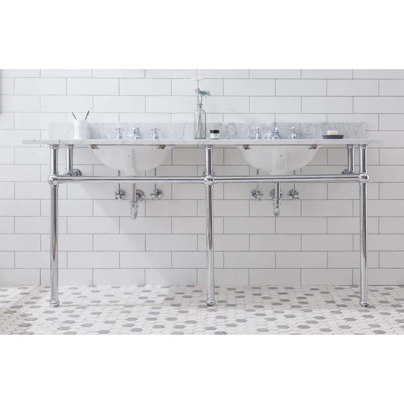 Embassy 33" Tall Stone Oval Console Bathroom Sink with Overflow, Chrome