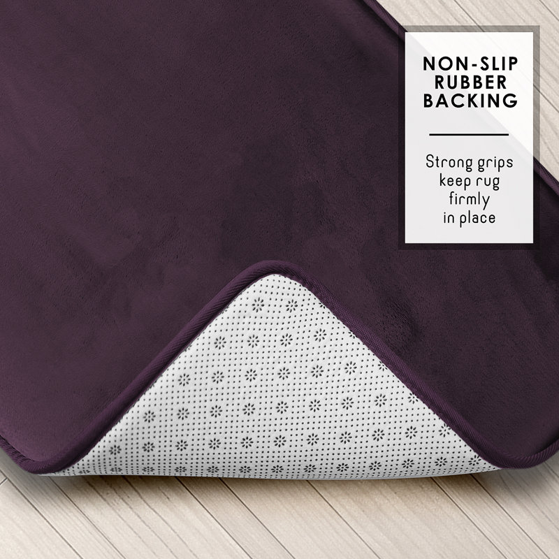 Aighan 3 Piece Ultra Soft and Absorbent Memory Foam Bath Rug Set with Non-Slip Backing, Purple
