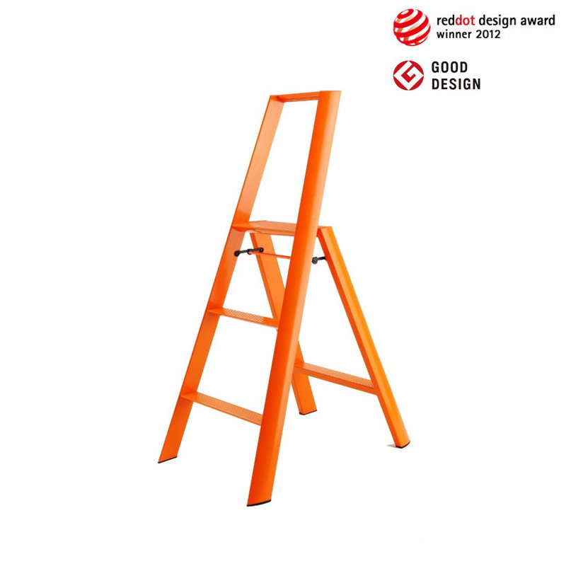Marchepied léger escamotable en aluminium à 3 marches, Orange