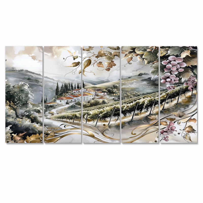 Ehrenberg - Vineyard Wall Art - ensemble d'art mural traditionnel, H 28 po x l 60 po, 5
