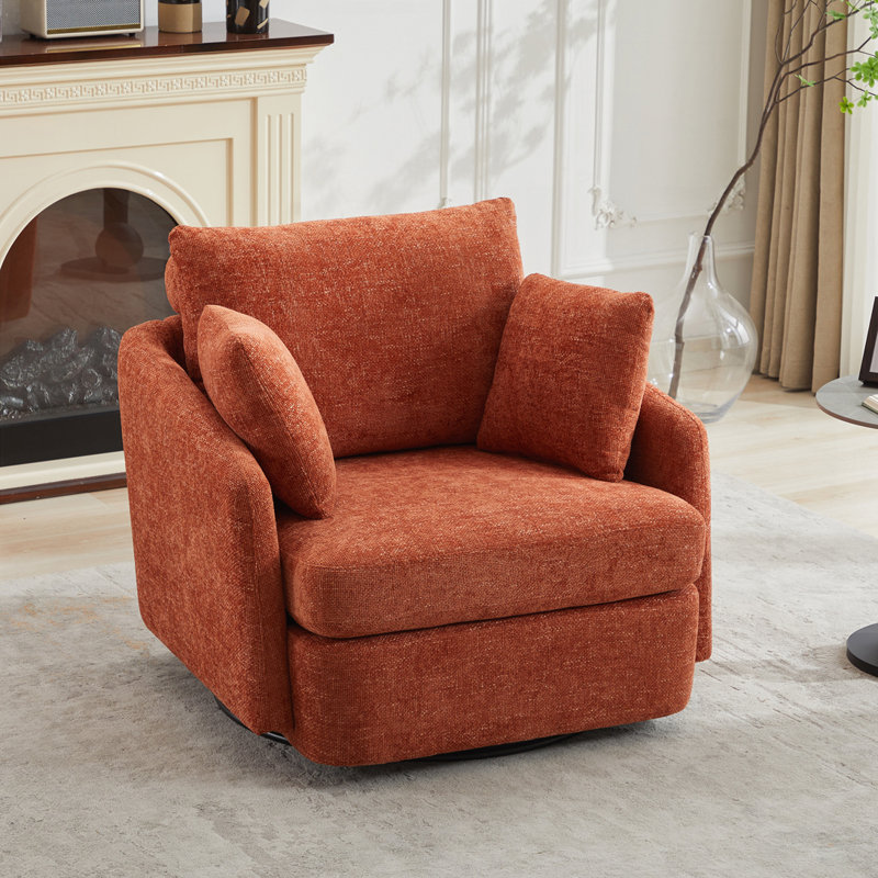 Fauteuil d'appoint pivotant de 40,55 po de largeur avec 2 coussins Thorw, Orange