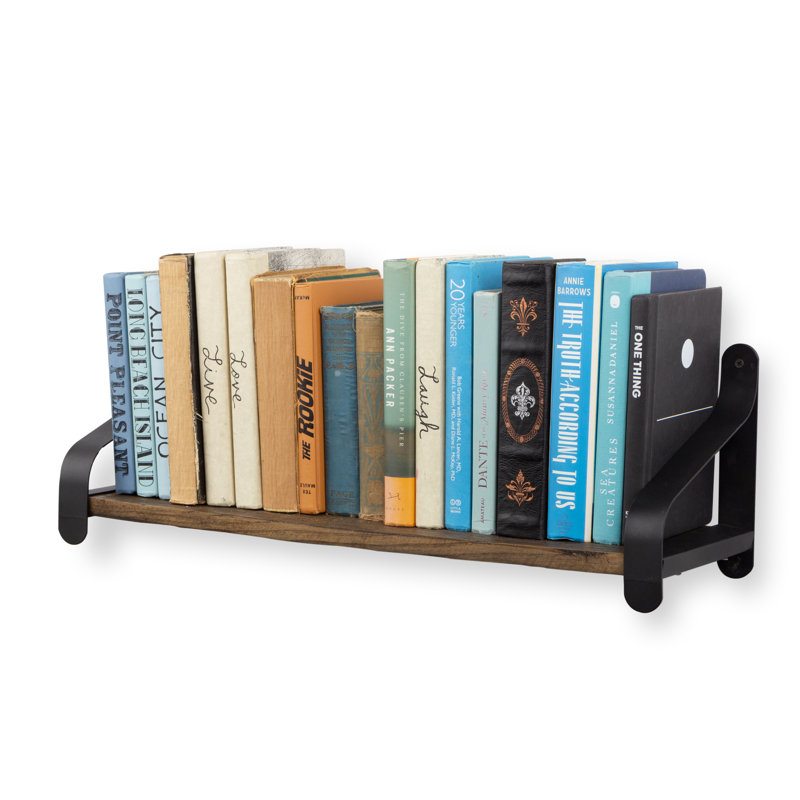 Dahl Elm Floating Shelf with Reclaimed Wood, 8.5" H x 24" W x 8" D