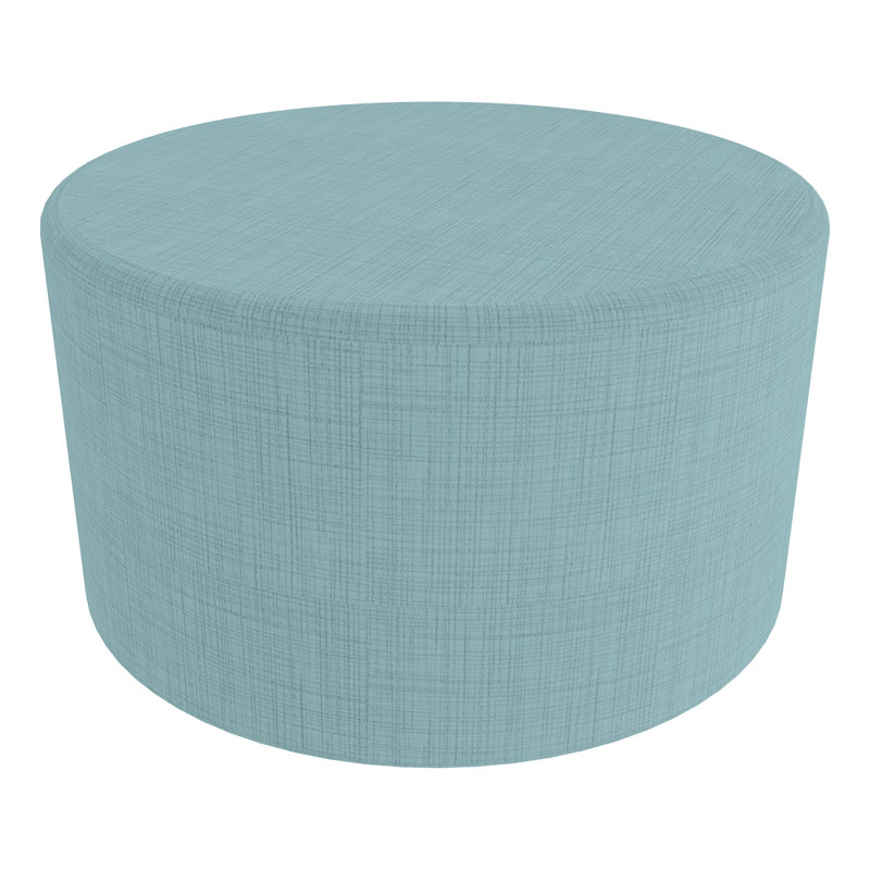 Grand tabouret cylindrique structuré en savoir plus, Quadrillé bleu, H 20 po x l 32,5 po x P 32,5 po, Oui