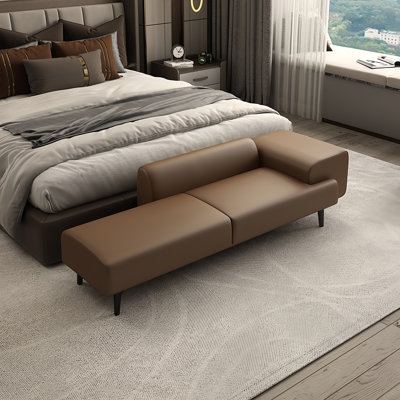 Shivaan Genuine Leather Upholstered Bench