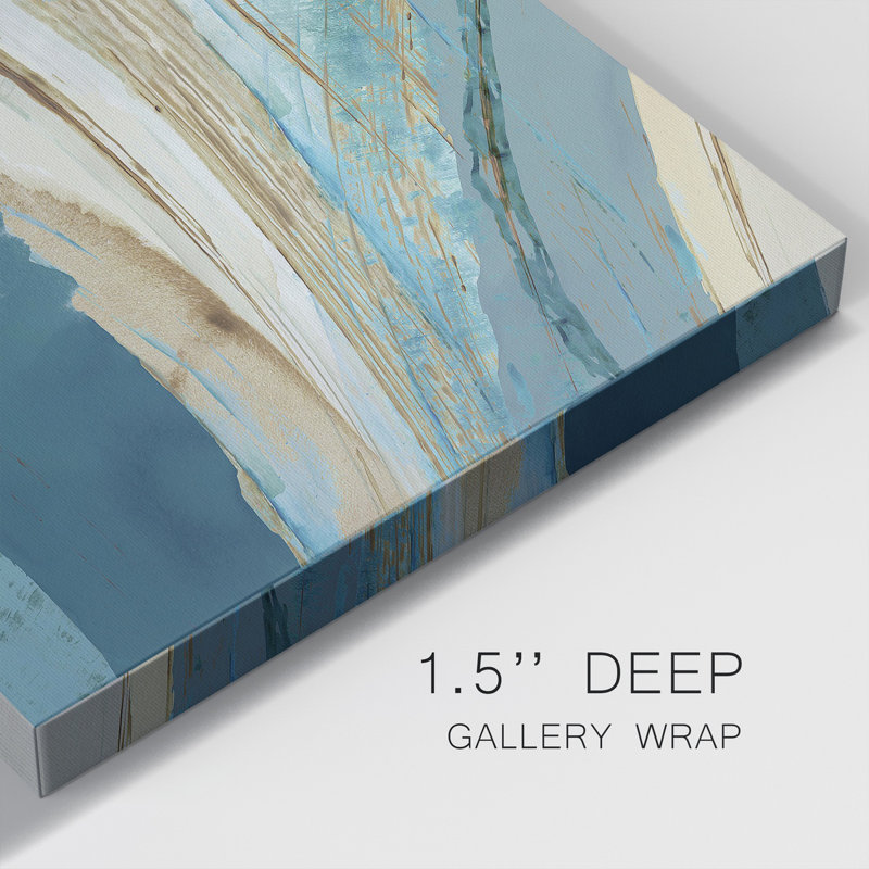 «Made Blue Waves IV», reproduction encadrée de qualité supérieure - prête à être accrochée, Papier avec cadre noyer, Blanc