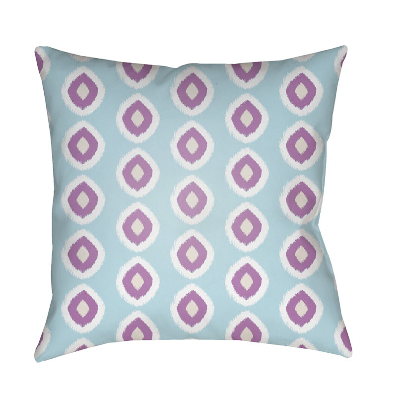 Geometric Outdoor Throw Pillow, 18" H x 18" W x 3.5" D, Tan/Purple