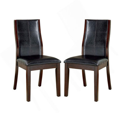 Ensemble de chaises d'appoint de salle à manger de style transitionnel avec dossier rembourré en similicuir brun cerise