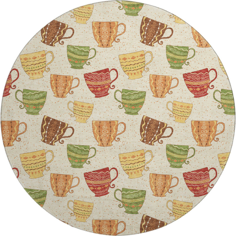 Premium Machine Washable Cerrito AMF170 Multi Rug, Round 8'