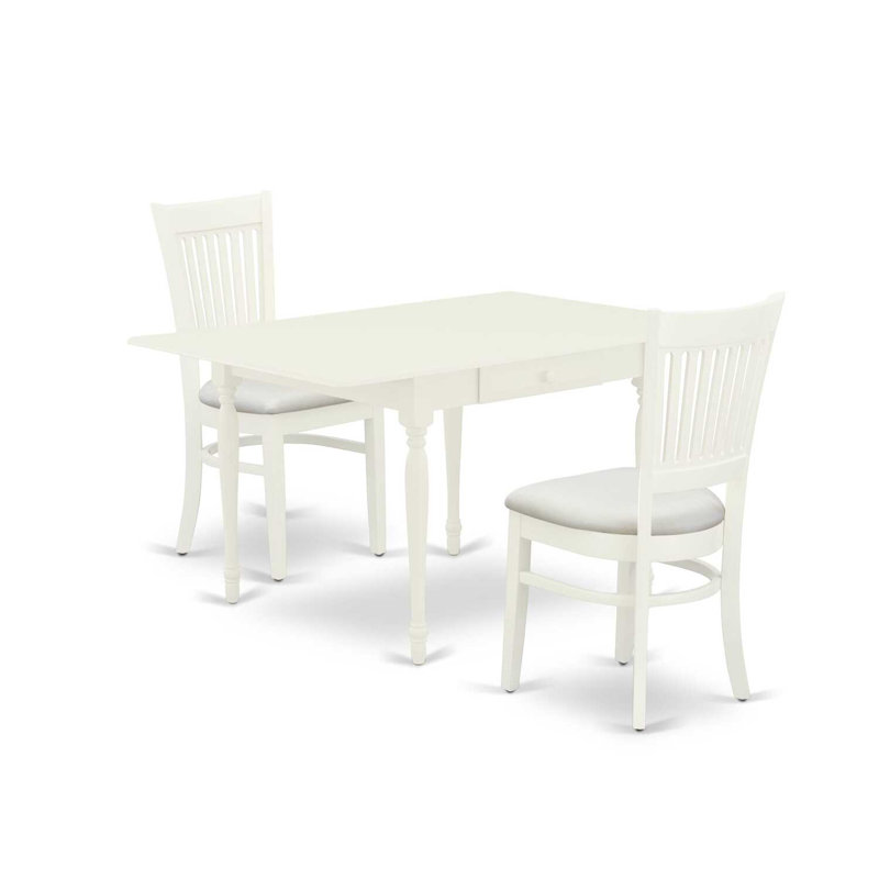 5 Piece Kitchen Table & Chairs Set Includes a Rectangle Dining Room Table with Dropleaf and 4 Linen Fabric Chairs, Oak