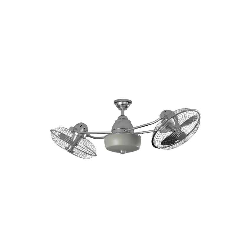 Polished Nickel 48'' Dual Head Ceiling Fan with Remote and Lighting