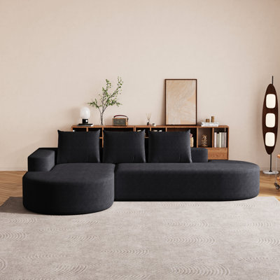 Modulaire incurvé moderne avec 3 coussins, - siège en chenille, en forme de L, combinaison pour espaces de vie et lignes arrondies, revêtement en chenille, tissu en forme de haute résilience respirante