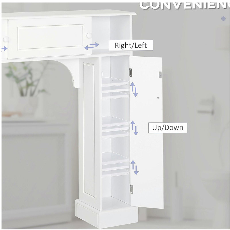 Armoire de salle de bain au-dessus de la toilette, armoire de rangement autoportante avec tablettes réglables, support de toilette, économiseur d'espace, blanc