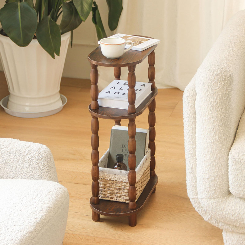 3-Tier small narrow-sided table, Rustic Brown
