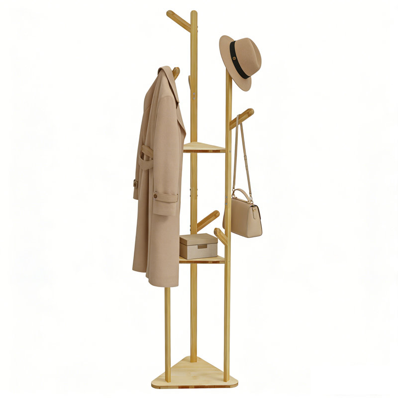 Fegley Solid Wood Freestanding 10 - Hook Coat Rack