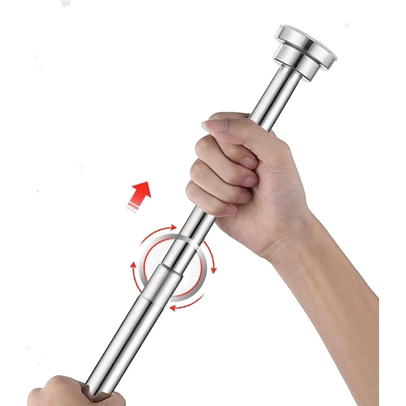 Adjustable White Stainless Steel Tension Shower Rod 43-72 Inches