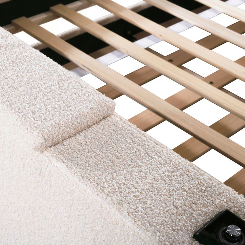 Lit de jour rembourré avec couchette, Beige, Double