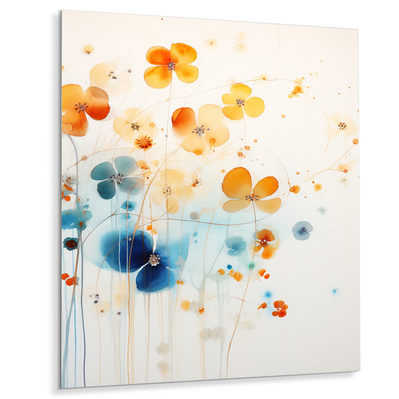 «Ethereal Blooming Violet Spring - Wildflowers», art mural, Métal métal, H 40 po x l 30 po x P 1,5 po