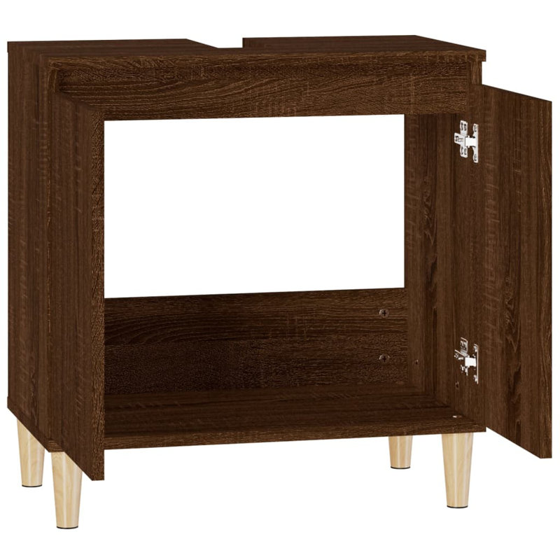 Saajan 58cm Single Bathroom Vanity Base Only, Brown Oak