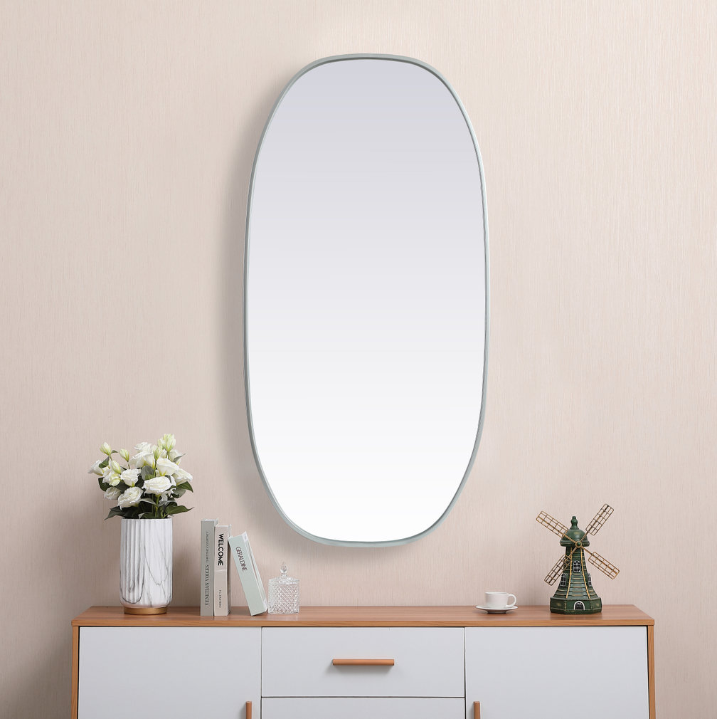 Bertin Metal Oval Wall Mirror, Silver, 48"  x 24" 