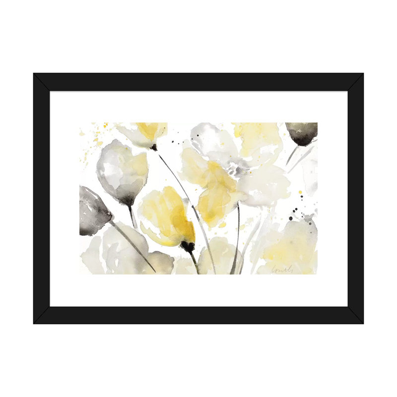 Reproduction d’art abstrait floral neutre II par Lanie Loreth, H 24 po x l 32 po x P 1 po, Papier noir, Blanc