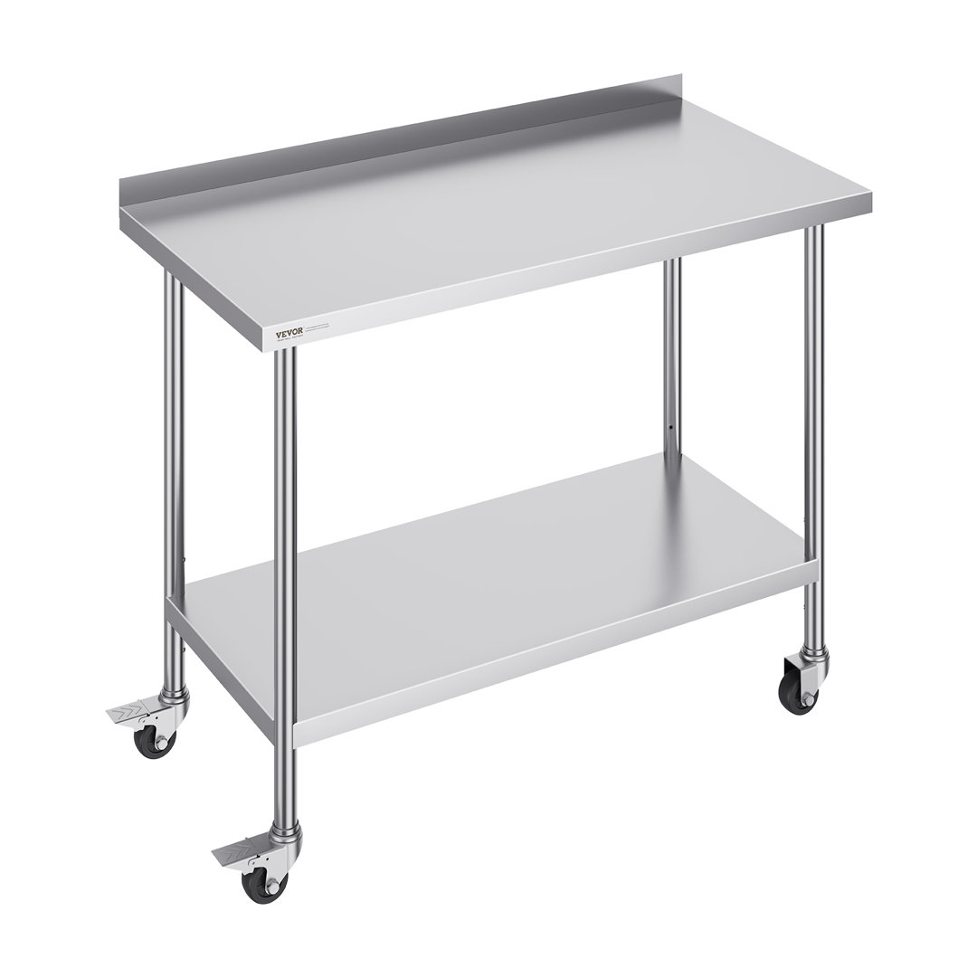 VEVOR Stainless Steel 24'' W x 40'' H Adjustable Portable Work Table VEVOR
