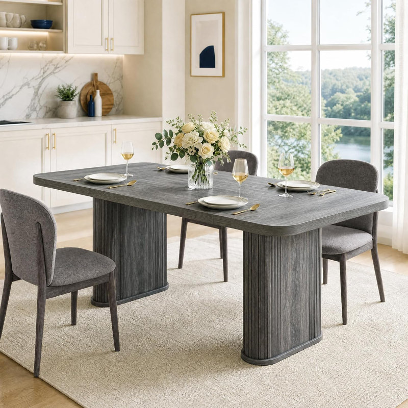 Table de salle à manger pour 6 à 8 personnes - 62 po, Grey Wood / Grey