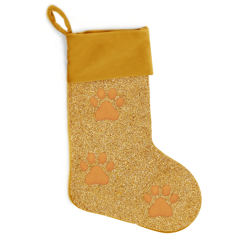 Bas de strass lumineux à imprimé patte, Gold